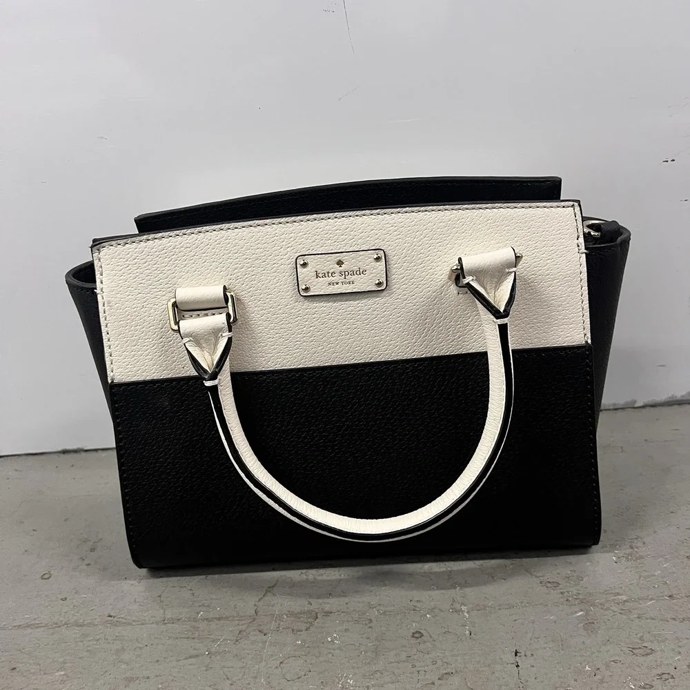 Kate Spade New York Grove Street Caley Leather Satchel Tote Bag Set‎ Black Cream